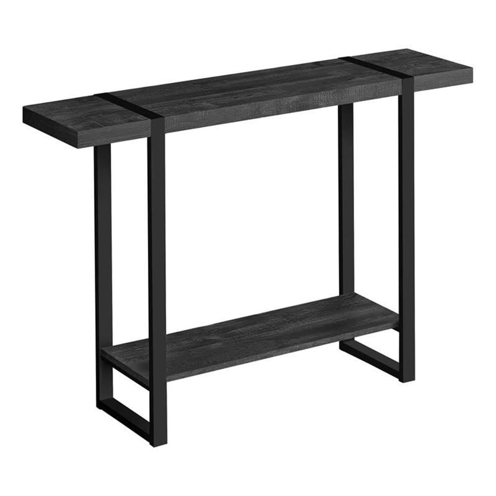 Monarch Specialties 2861 Accent Table, Console, Entryway, Narrow, Sofa, Living Room, Bedroom, Metal, Laminate, Black, Contemporary, Modern Table-48 L Reclaimed Wood-Look, 47.25" L x 12" W x 32" H